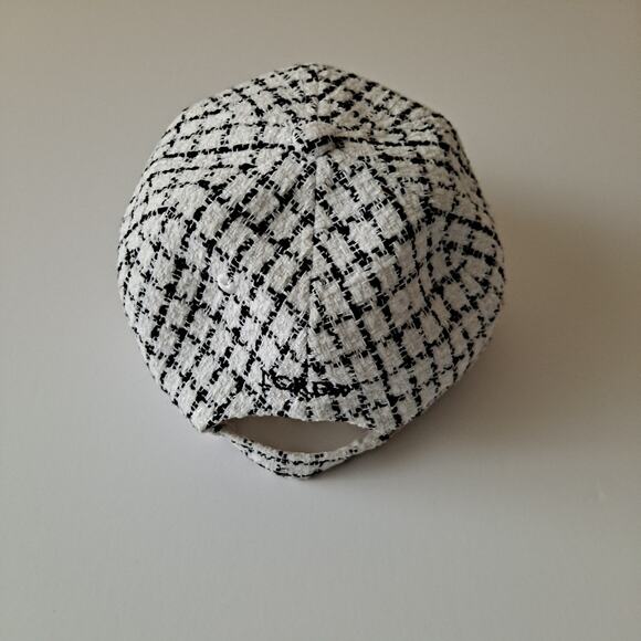 NWT J. Crew Tweed Plaid Baseball Cap Adjustable Hat Black White Women\'s One Size main image 9